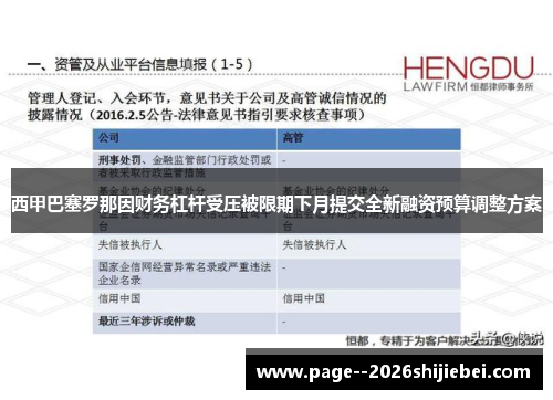 西甲巴塞罗那因财务杠杆受压被限期下月提交全新融资预算调整方案